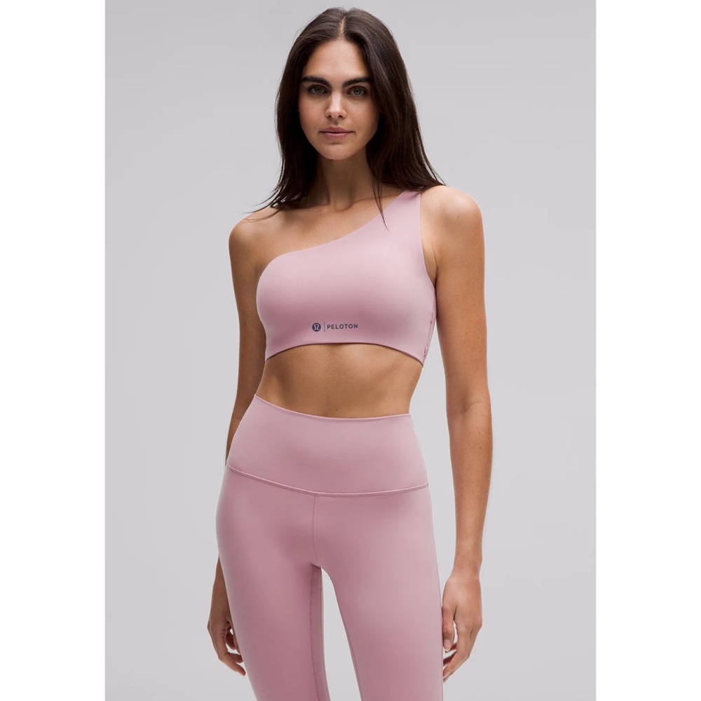 Lululemon x Peloton Nulu Bend This One-Shoulder Sports Bra in Rose Blush S/M